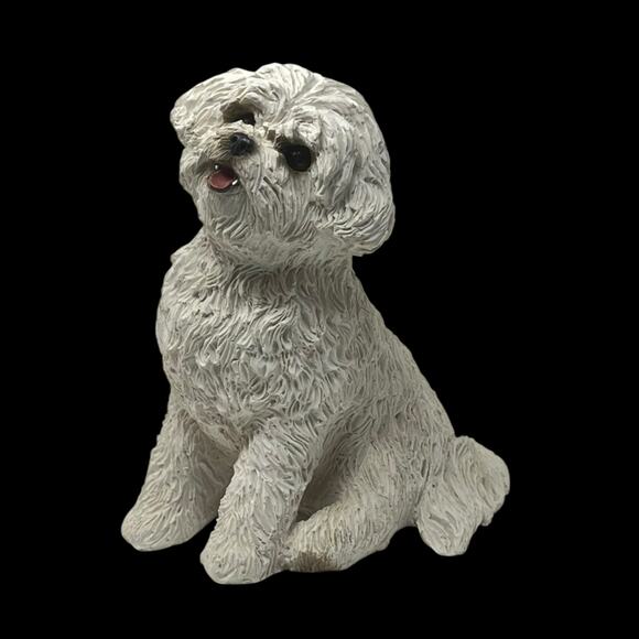 Sandicast MS531 White Bichon Frise Sitting Dog Figurine 5.5" Tall Orig Label HTF - Picture 1 of 11